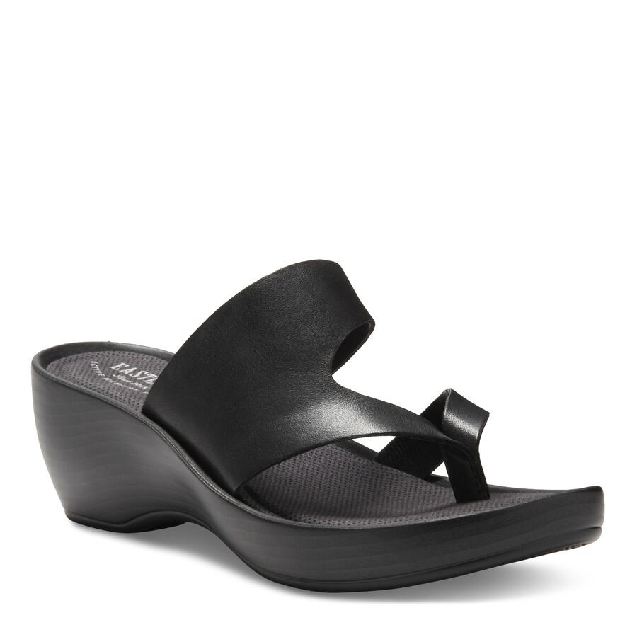 Women's Laurel Wedge Thong Sandal Black