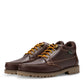 Men's Brooklyn boots in Burgundy, angled side view of pair with lug soles and taslan yellow and tan laces