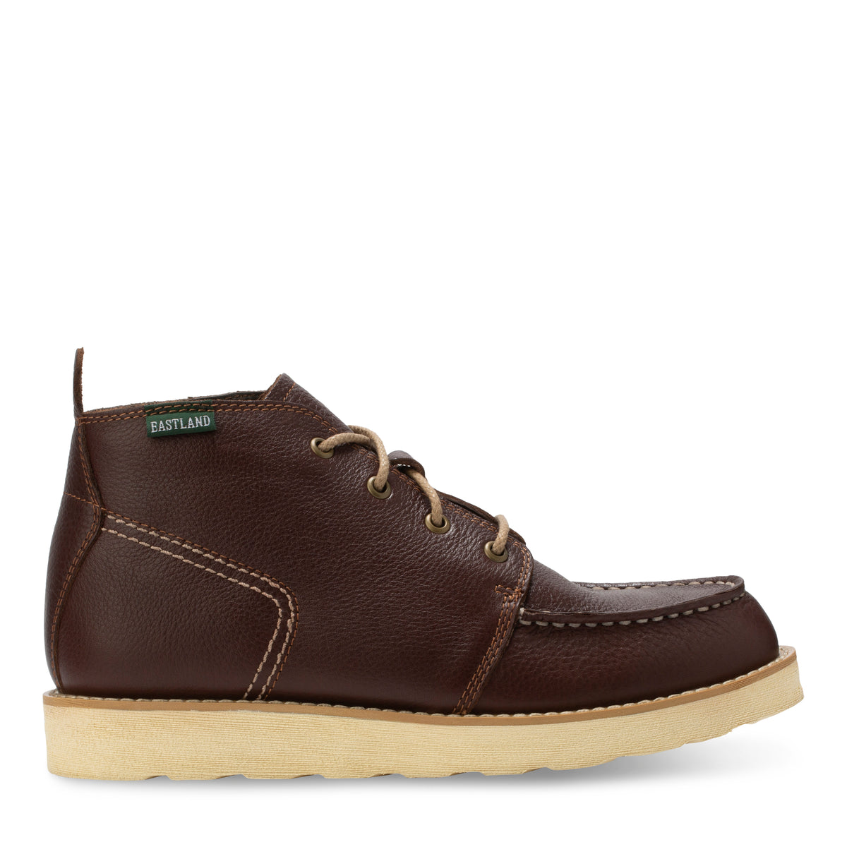 Men's Woodland moc toe boot in Brown, side view