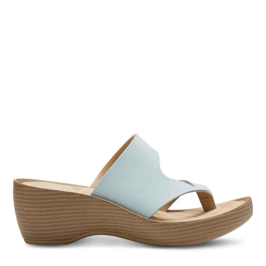 Women s Laurel Wedge Thong Sandal Light Blue Eastland